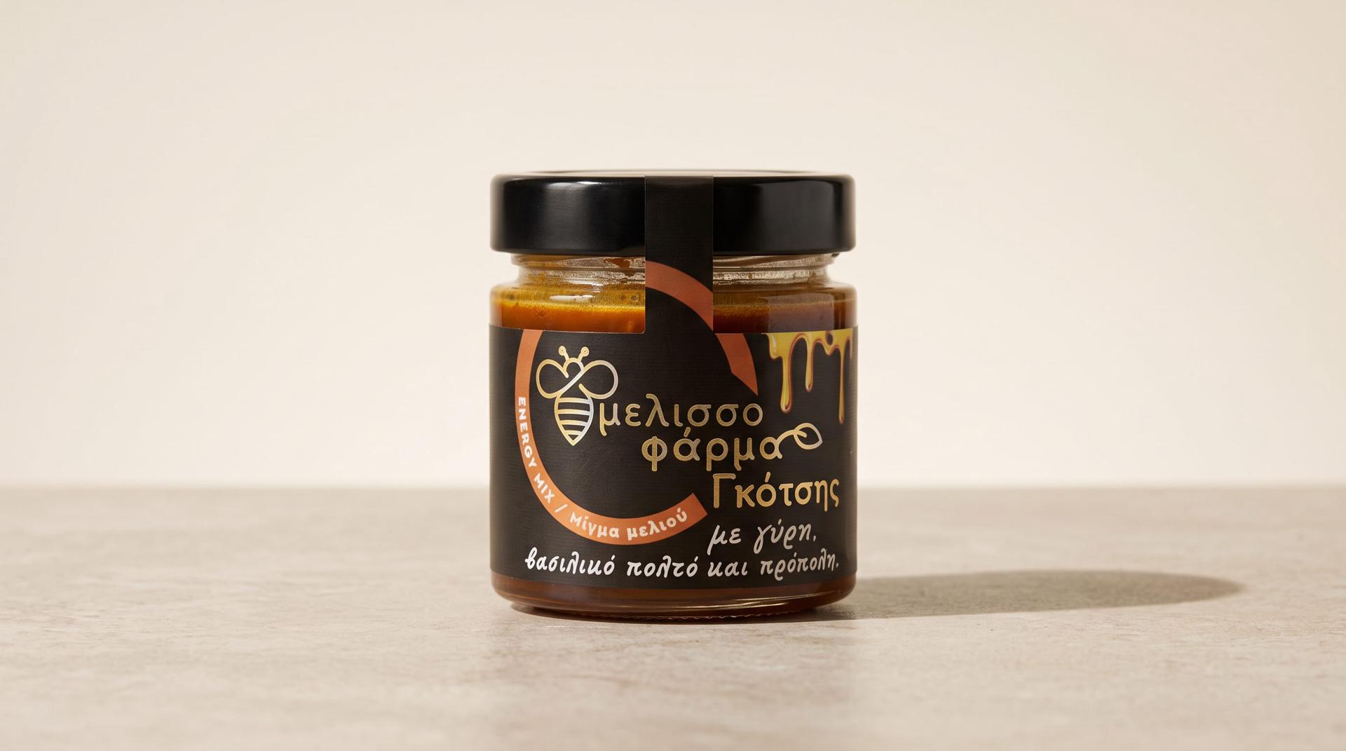 Μίγμα μελιού με γύρη, βασιλικό πολτό και πρόπολη συσκευασία 280g