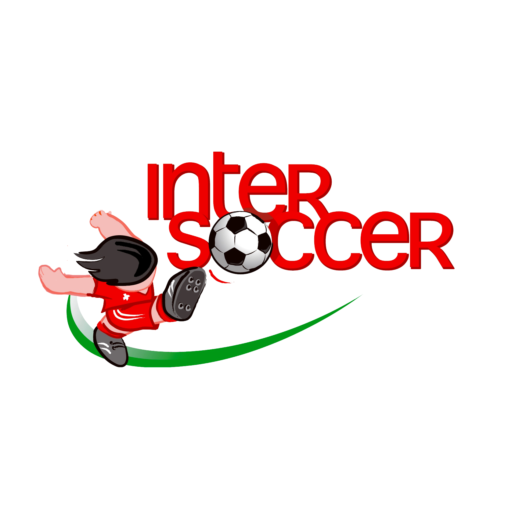 The Intersoccer logo, the biggest soccer camp, after-school courses, and soccer-themed birthday events in Switzerland.  