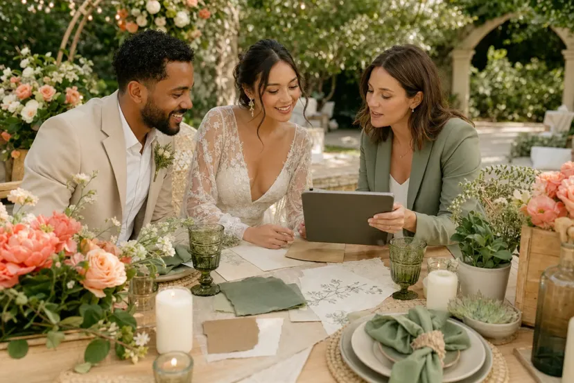 Eco-friendly wedding table setup with natural decor