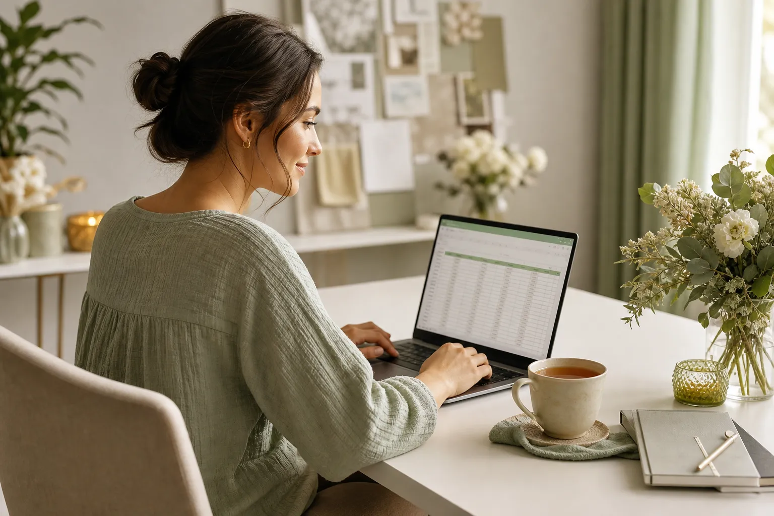 Couple organising wedding plans in Google Sheets with budget and guest list tabs