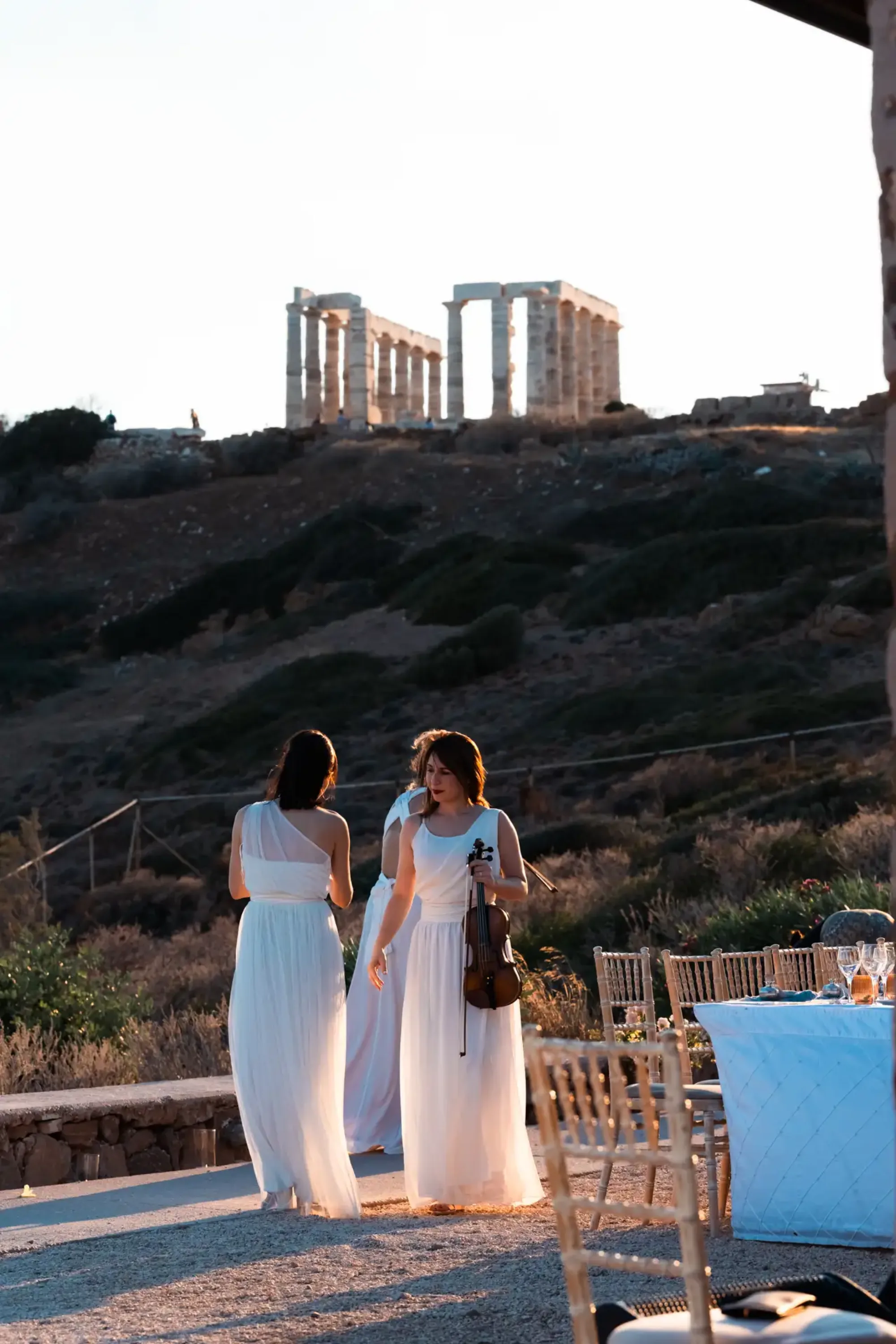 Γαμήλια τελετή ηλιοβασίλεμα Σούνιο Αθηναϊκή Ριβιέρα