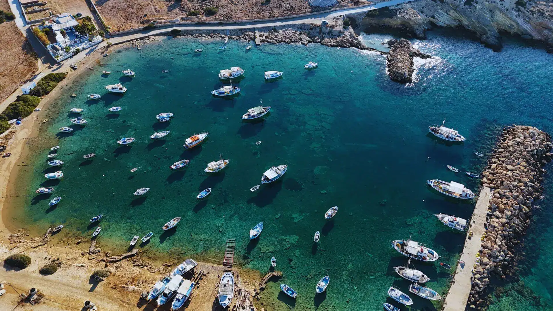 Aerial view over Pargianos, Koufonisia