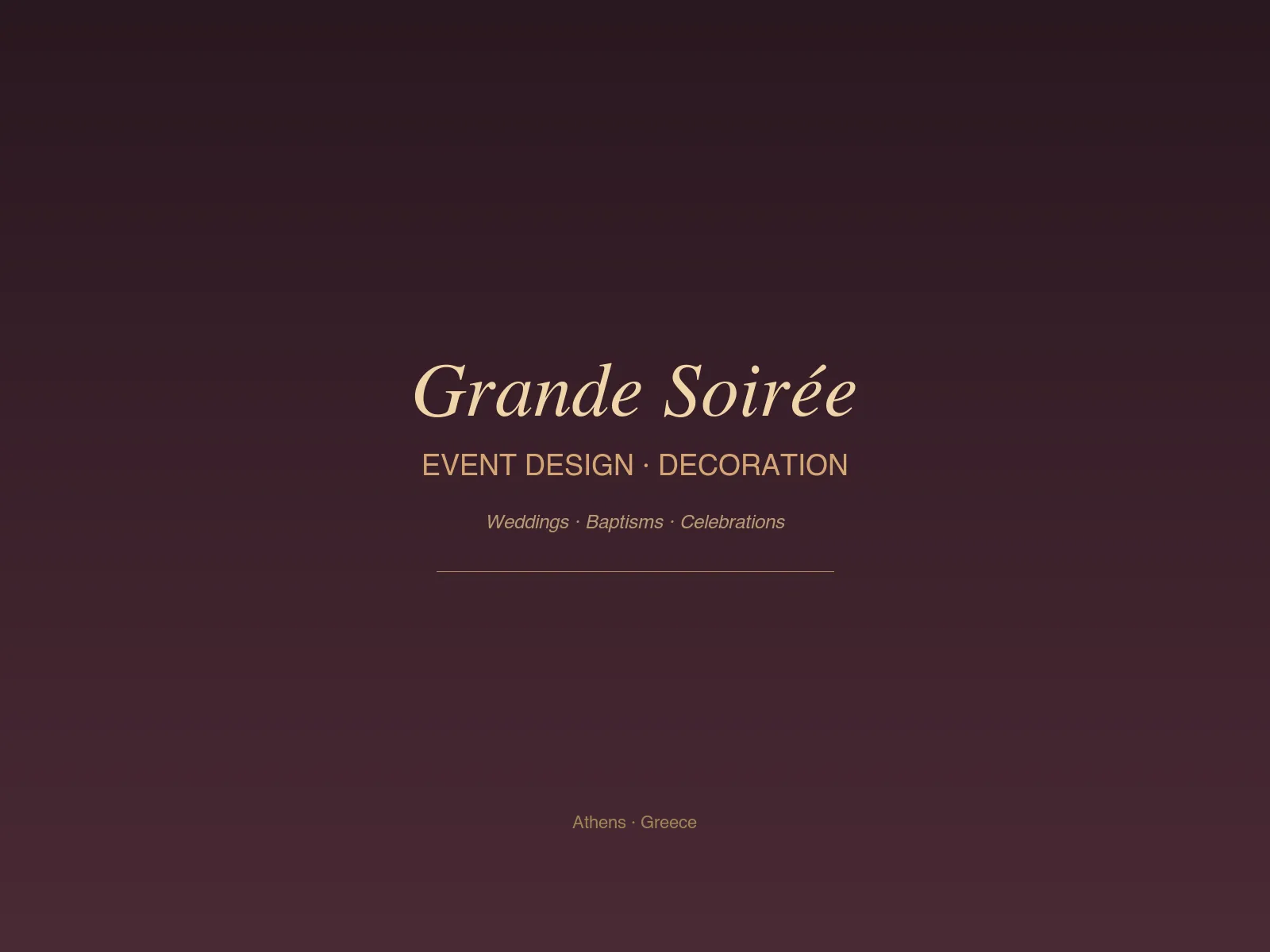 Grande Soirée Events σχεδιασμός εκδηλώσεων και διακόσμηση Αθήνα