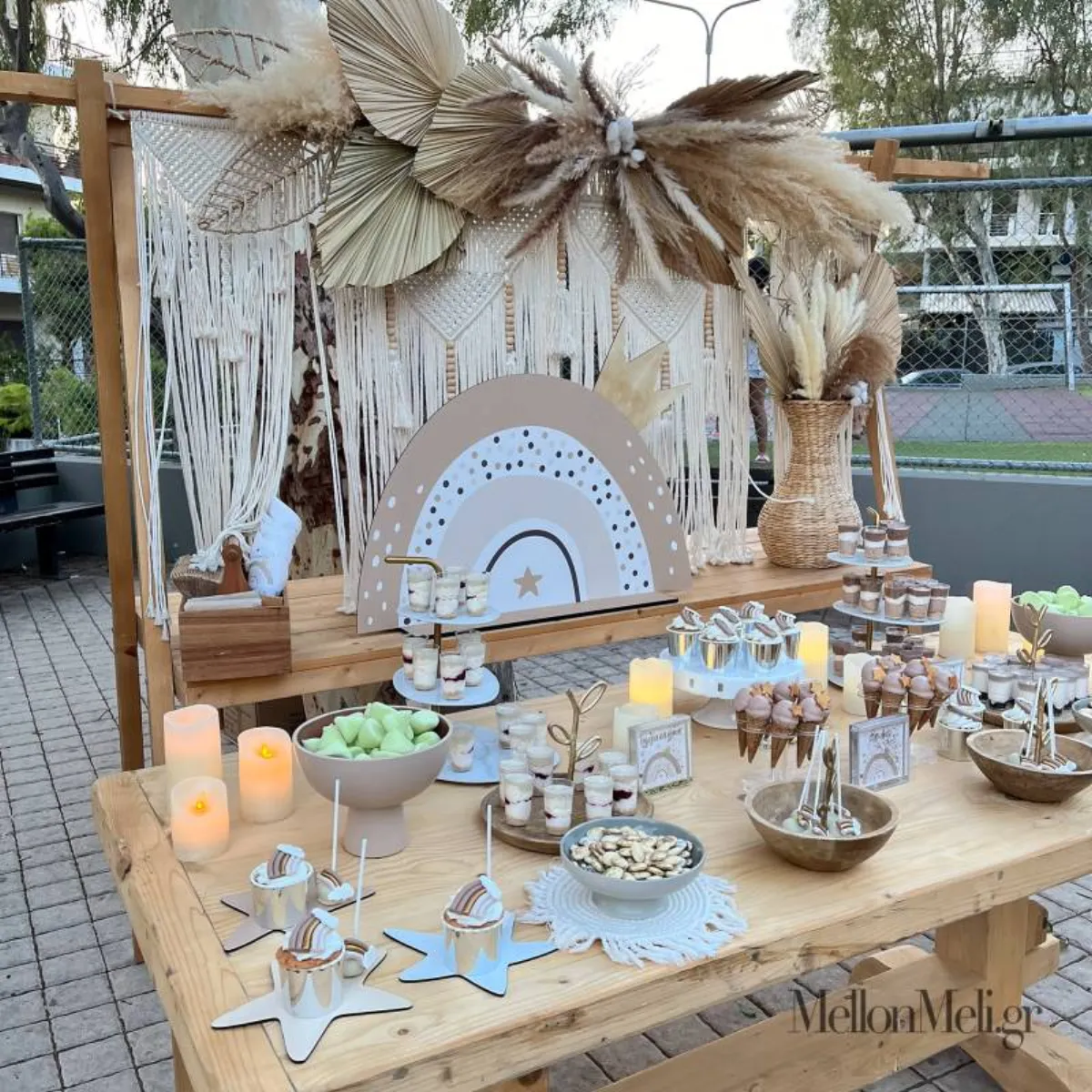 MellonMeli Ουράνιο Τόξο στολισμός βάπτισης candy bar