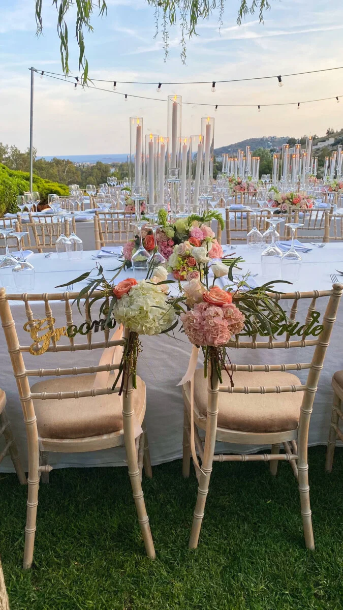 Neda Decorations στολισμός νυφικού τραπεζιού επτάκερο κηροπήγιο Αθήνα