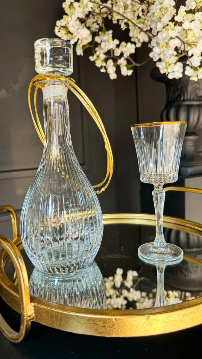 Neda Decorations σετ κουμπάρου χρυσά στέφανα κρυστάλλινη καράφα Αθήνα
