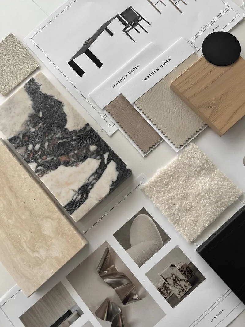 Ressa Design Collective δείγματα υλικών, μάρμαρο, τραβερτίνης, δρυς και υφάσματα για επιλογή, εικόνα 4