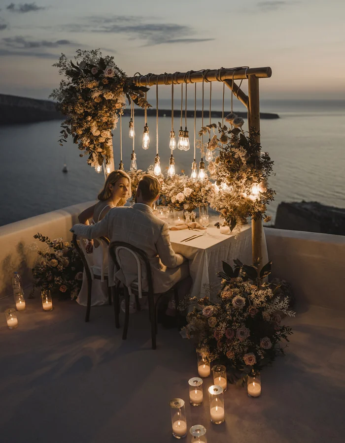Setup proposal γάμου styling Σαντορίνη Weddings and Whimsy