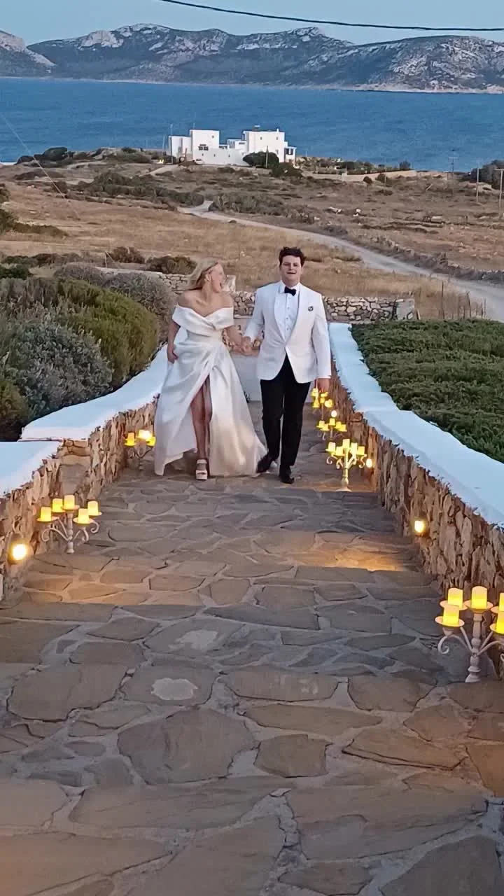 Xylobati sta Koufonisia candlelit wedding aisle Koufonisia