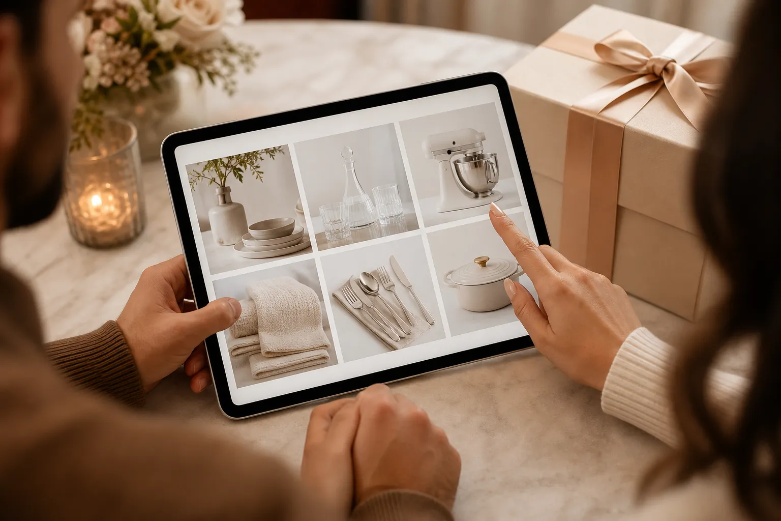 Ζευγάρι ψάχνει wedding registry online με δώρα στο τραπέζι
